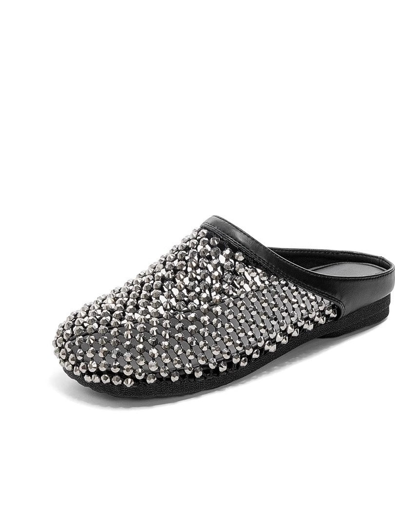 Damen modische Pantoletten mit eleganter Strassverzierung und bequemer Sohle EB