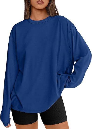 Damen Oversize-Sweatshirt mit Rundhalsausschnitt und verlängertem Saum EB