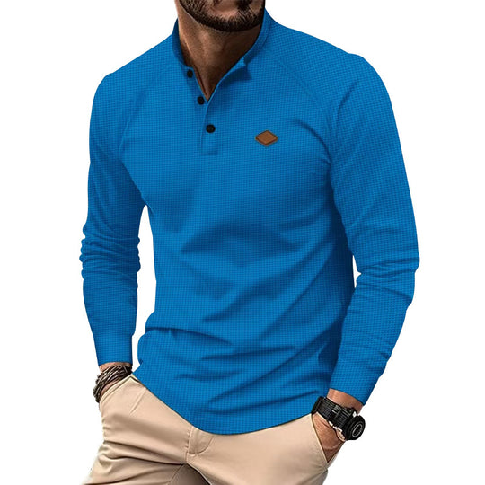 Herren Langarm-Henley-Shirt mit strukturierter Oberfläche und modischen Knopfdetails EB