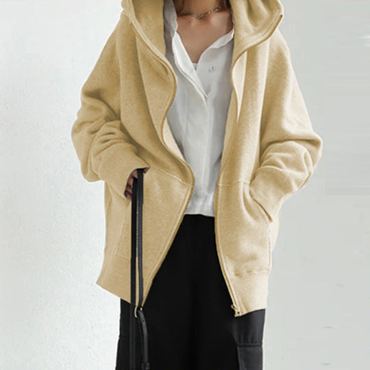 EB | Lockere Jacke mit Kapuze und Reißverschluss