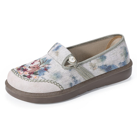 Damen eleganter und bequemer Freizeit-Schuh mit floraler Stickerei EB