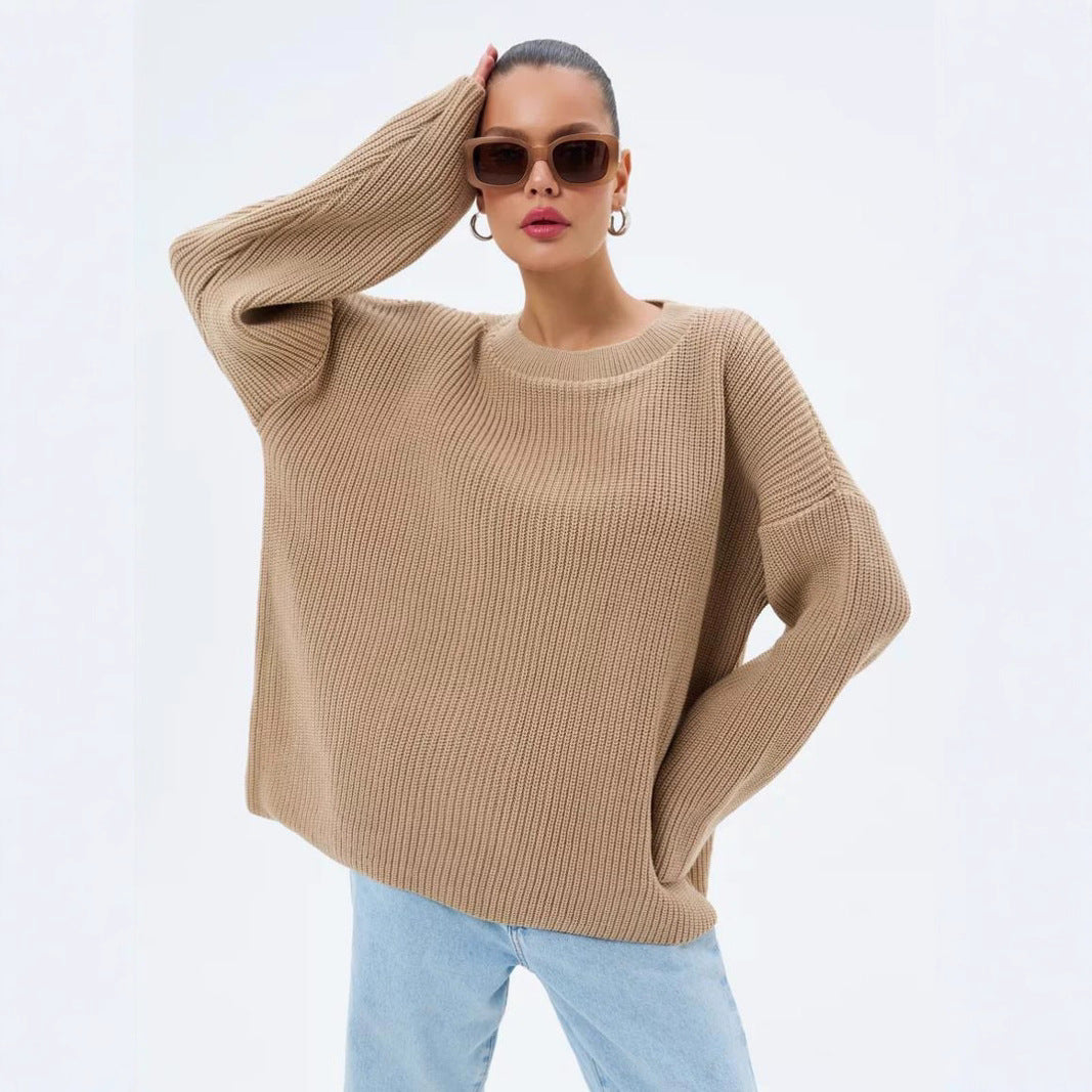 Damen Oversized Strickpullover mit strukturiertem Design und lässigem Schnitt EB