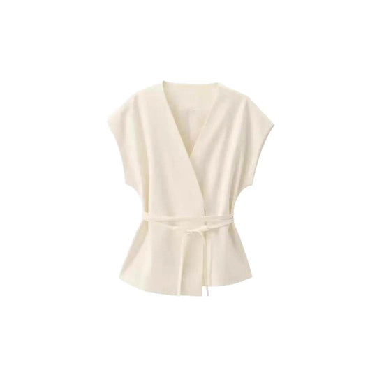 Damen elegantes Wickeloberteil und weite Palazzo-Hose Set EB