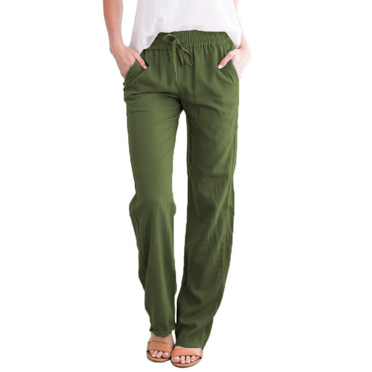 Damen Weite Hose mit elastischem Bund und praktischen Seitentaschen EB
