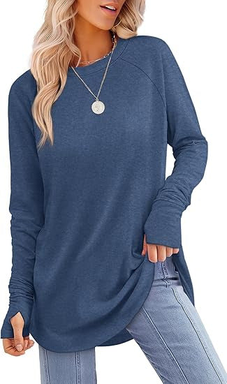 Damen lässiger Langarmshirt mit modernem Schnitt EB
