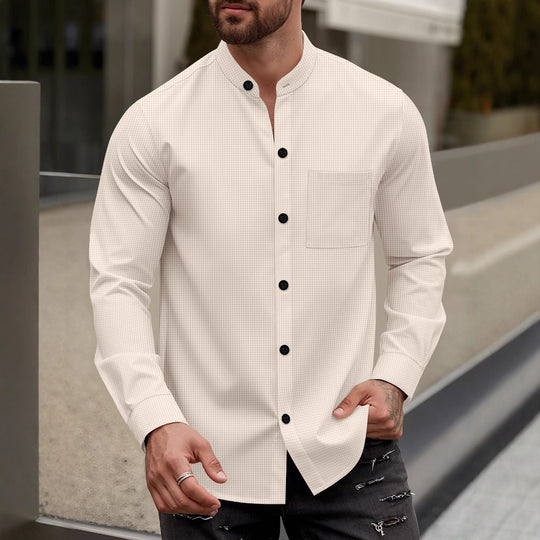 Herren Elegantes Hemd mit Stehkragen EB