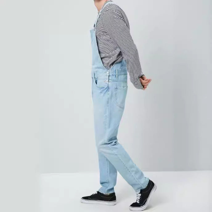 Herren Denim Latzhose im Vintage-Stil mit regulierbaren Trägern und praktischen Taschen EB