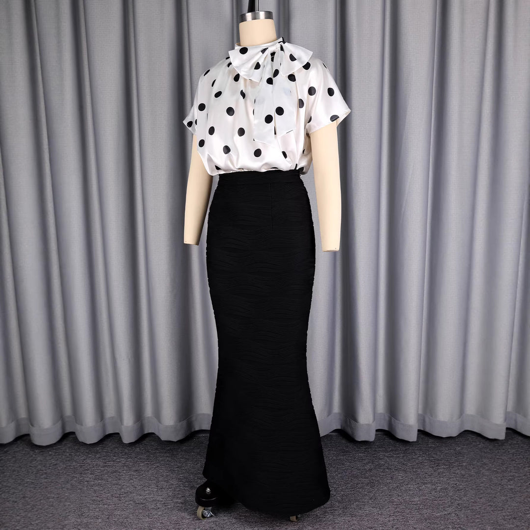 Damen eleganter und figurbetonter Maxirock mit wellenförmigen Texturen EB