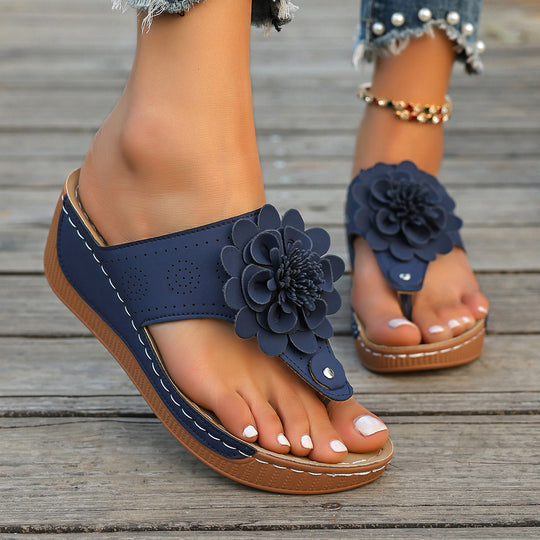Damen Komfortable Sandalen mit Blumenapplikationen EB