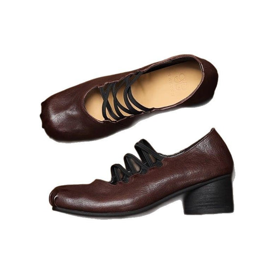 Damen Ballerina-Schuhe mit innovativem Schnürdesign und hochwertigem Leder EB