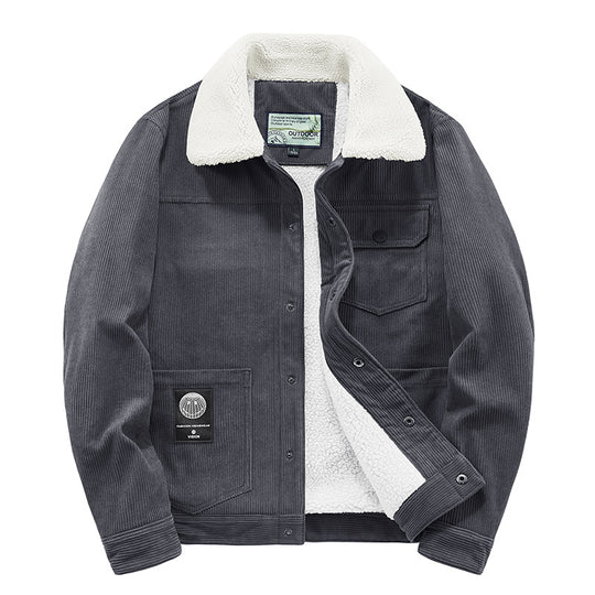 Herren Cordjacke mit Teddyfutter und Druckknopfleiste EB