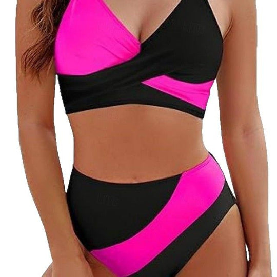 Damen Hoch geschnittener Bikini mit Wickeldesign EB