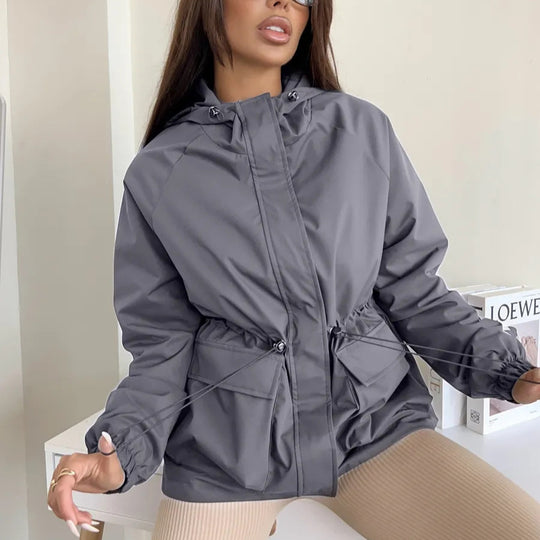 Damen lässige wasserdichte Jacke mit verstellbarem Bund EB