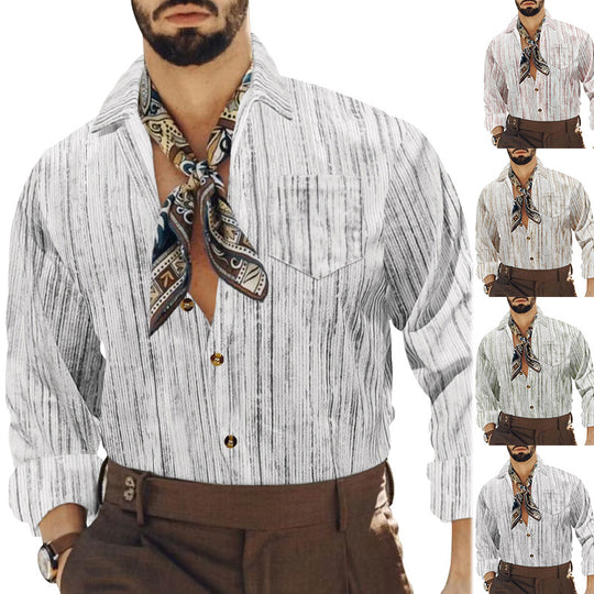 Herren Modisches Langarmhemd mit strukturiertem Design und praktischen Knöpfen EB