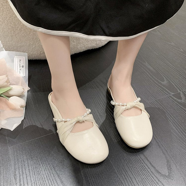 Damen verzierte Mules mit Perlenakzent und Schleifen-Detail EB