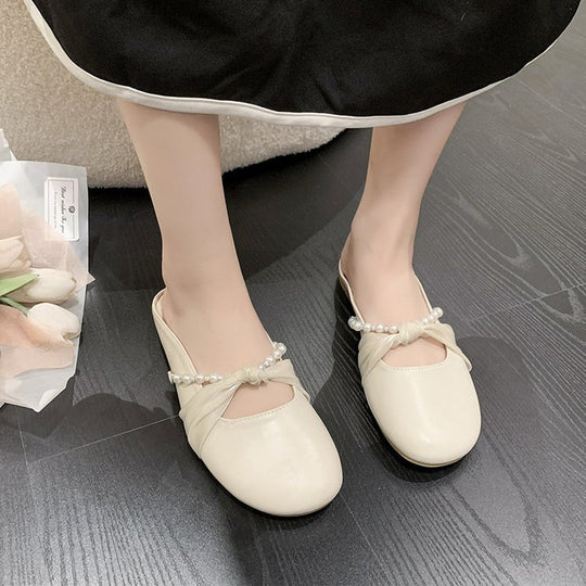 Damen verzierte Mules mit Perlenakzent und Schleifen-Detail EB