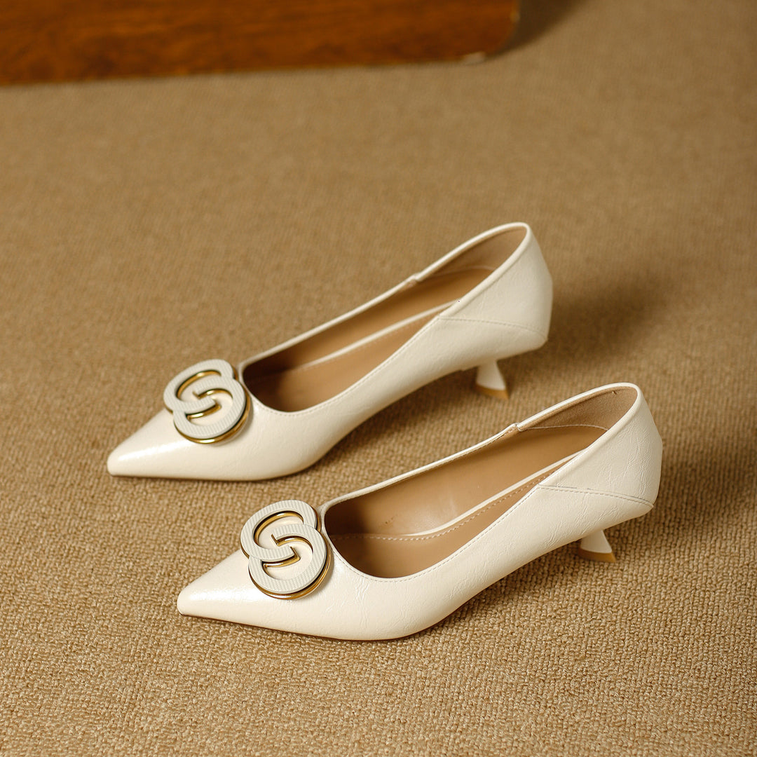 Damen stilvolle spitze Pumps mit dekorativem Schmuckelement EB