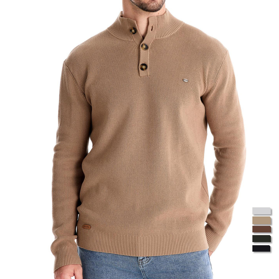 Herren Pullover mit Knopfleiste und strukturiertem Muster EB