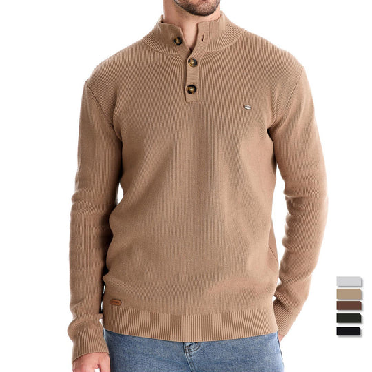 Herren Pullover mit Knopfleiste und strukturiertem Muster EB