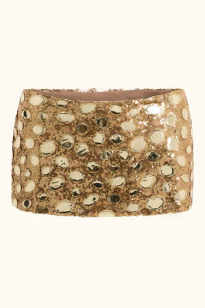 Damen Glitzernder Paillettenrock mit schimmernden Details und elastischem Bund EB