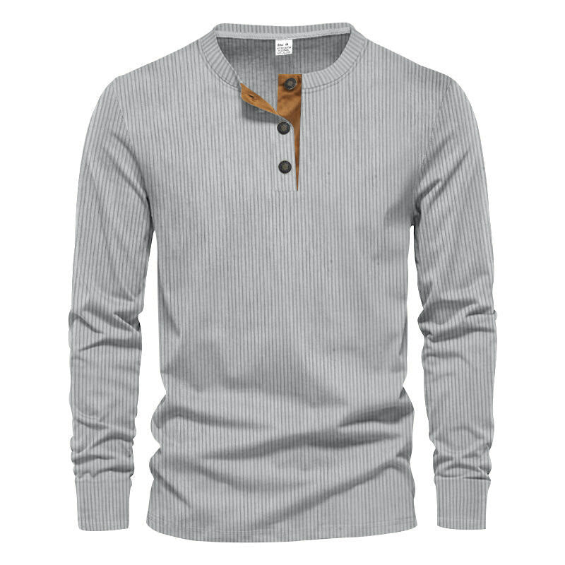 Herren Langarm-Henley-Shirt mit strukturiertem Design EB