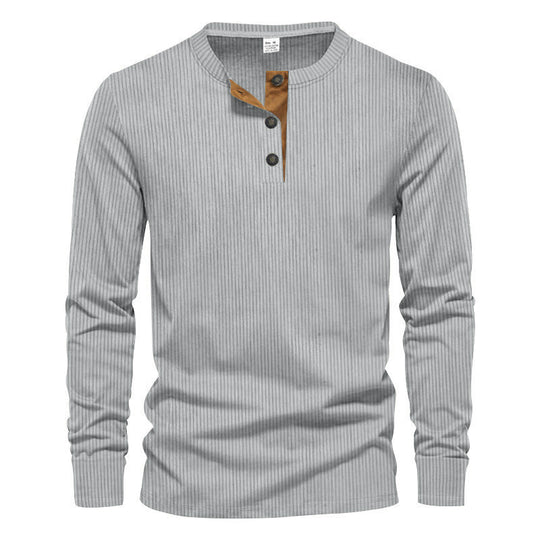 Herren Langarm-Henley-Shirt mit strukturiertem Design EB