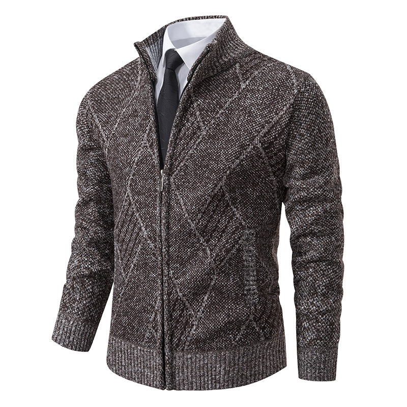 Herren Strickjacke mit modernem Muster und schmalem Schnitt EB