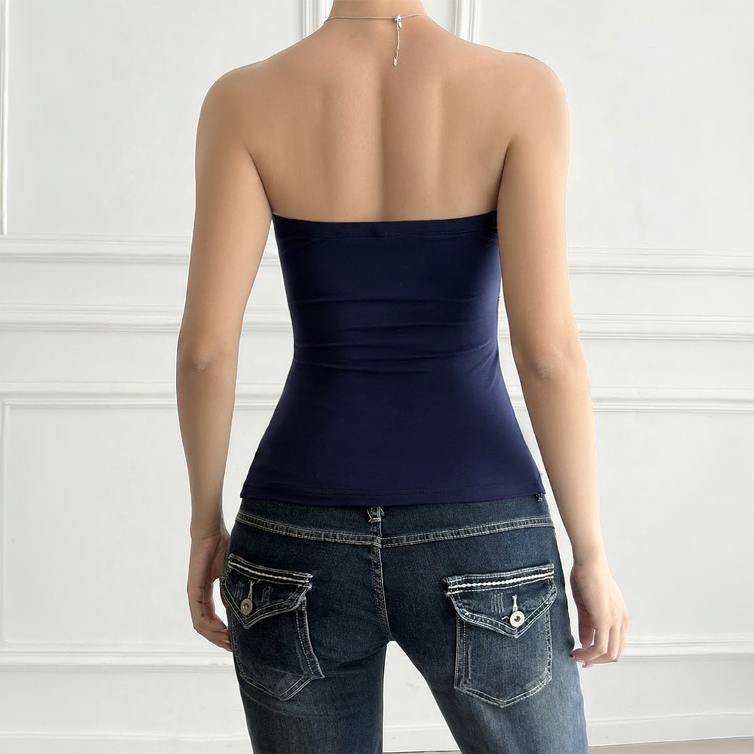Damen Trägershirt mit Rüschendetails und Knopfverschluss EB