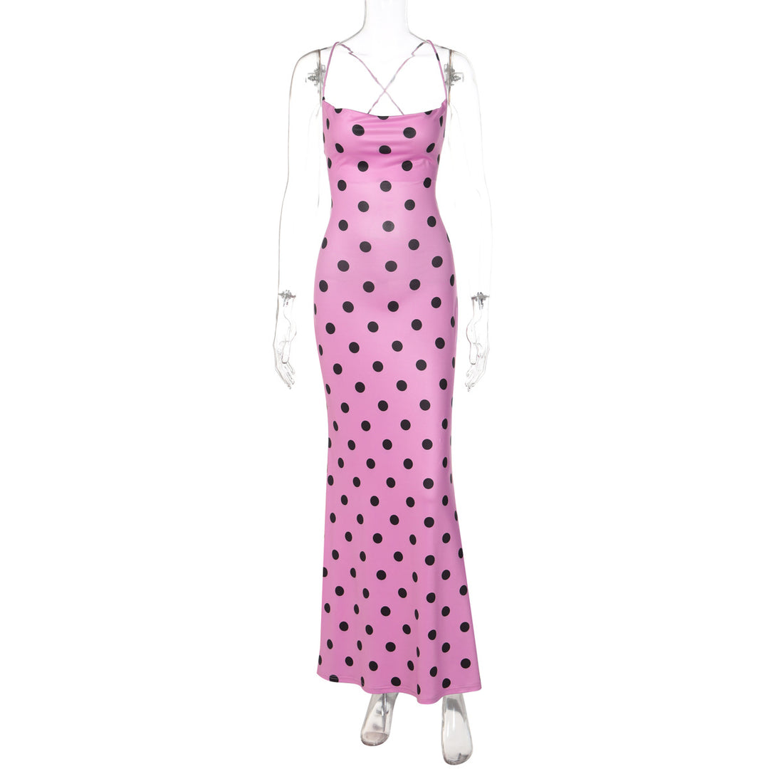 Damen Maxikleid mit anspruchsvoller Kragen- und Trägerdetails EB