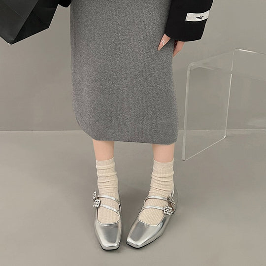 Damen Ballerinas mit dekorativen Riemchen und modischem Glanz EB