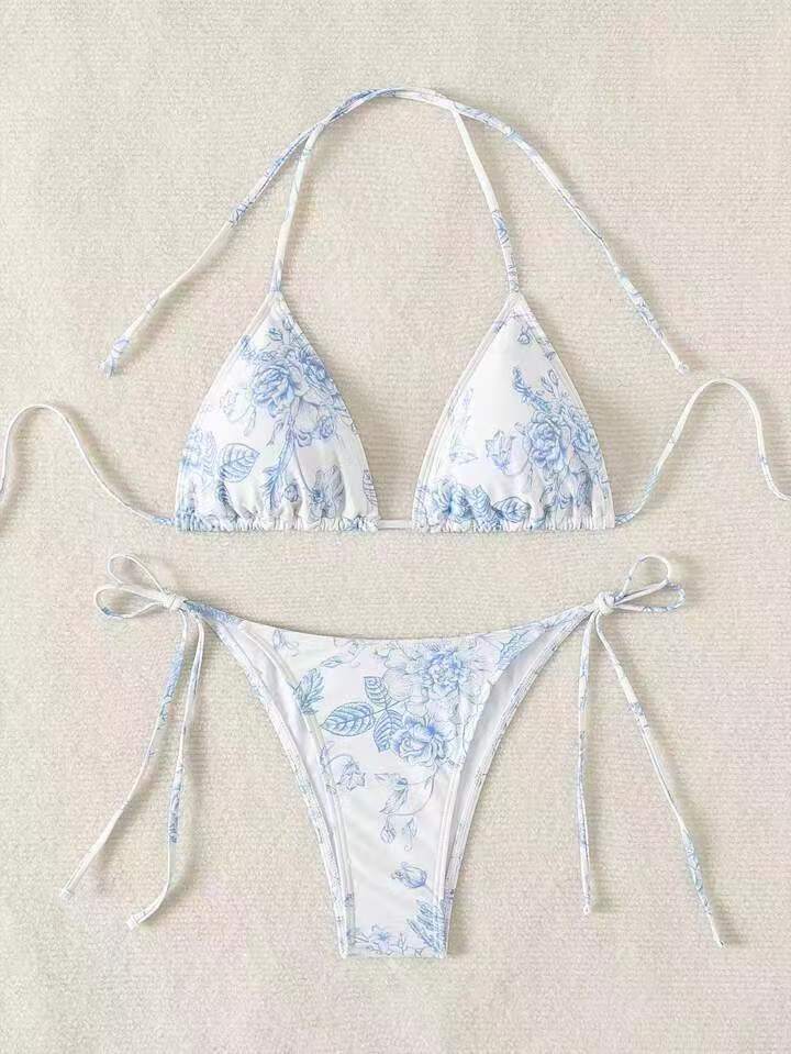 Damen Elegantes Triangel-Bikini-Set mit herausnehmbaren Polstern EB