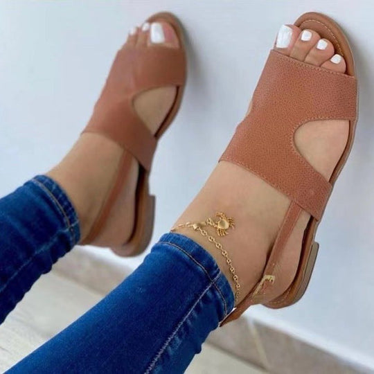 Damen Offene Sandalen mit modischem Riemendesign und komfortablem Fußbett EB