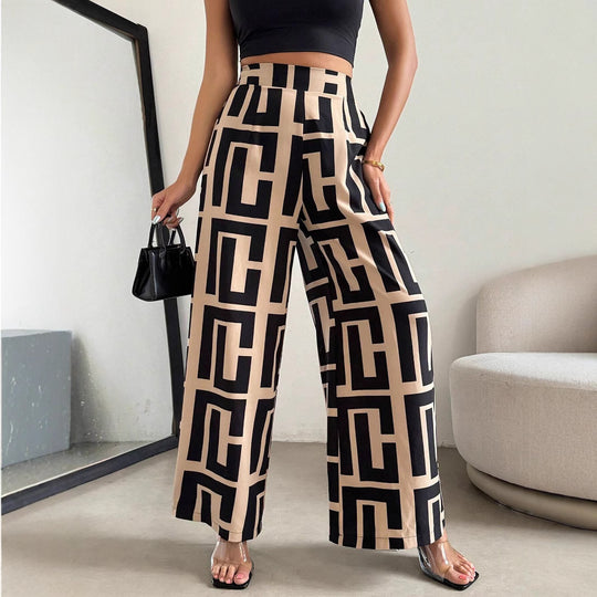 Damen Modische Palazzo-Hose mit grafischem Muster EB
