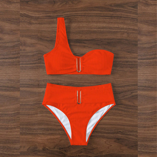 Damen High-Waist Bikini mit geschmackvollem Goldakzent EB