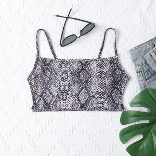 Damen Cropped Bikinioberteil mit Schlangenleder-Design EB