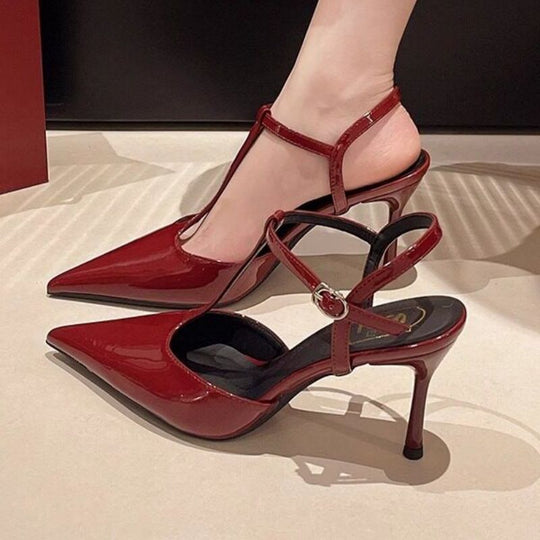 Damen elegante T-Strap High Heels EB