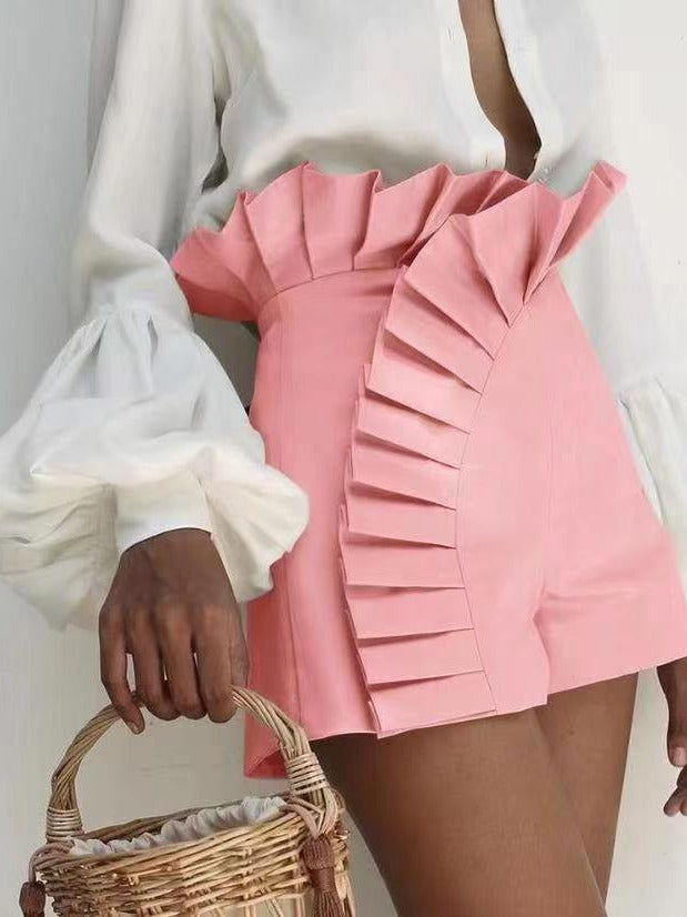 Damen Rüschenshorts mit asymmetrischem Schnitt EB