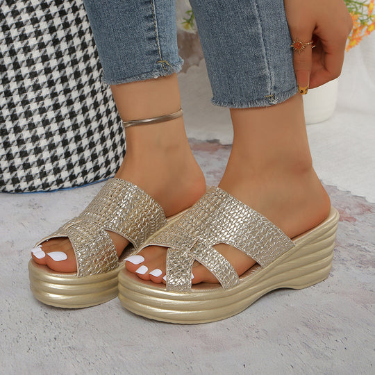 Damen Wedge-Pantoletten mit modischem Kreuzband-Design und komfortabler Sohle EB