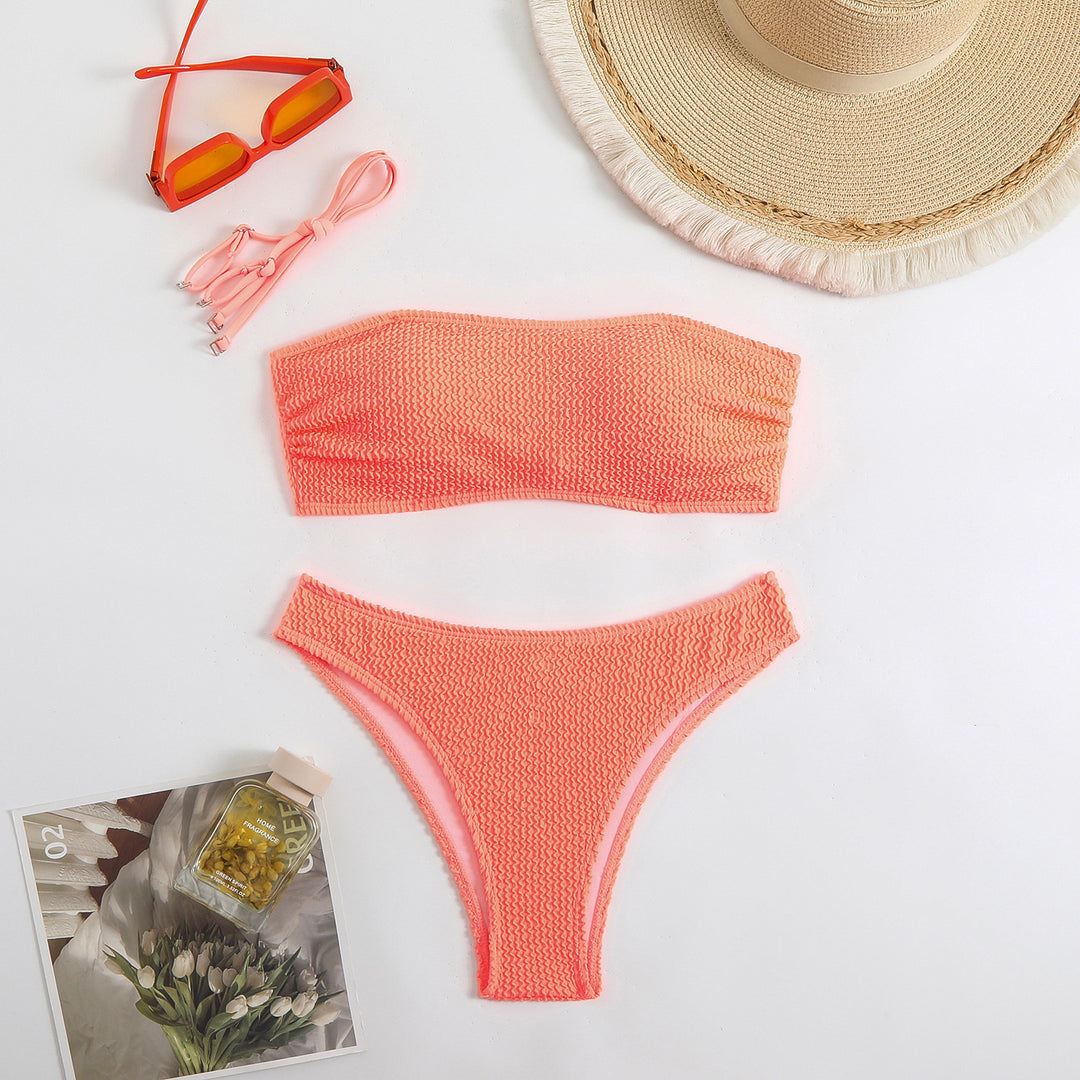 Damen Bandeau-Bikini-Set mit strukturiertem Oberteil und klassischem Schnitt EB