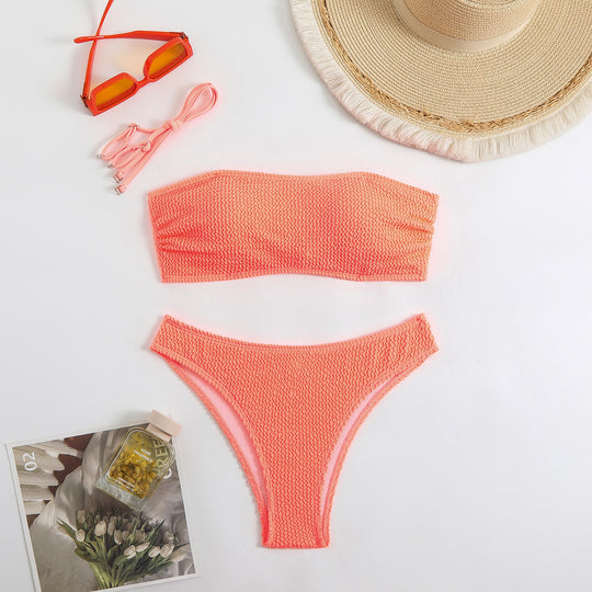 Damen Bandeau-Bikini-Set mit strukturiertem Oberteil und klassischem Schnitt EB