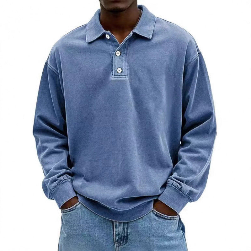 Herren Oversize Langarm Polo aus Baumwollmix EB