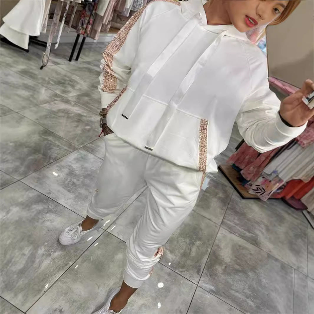 Damen Modischer Sweatanzug mit glitzernden Akzenten EB