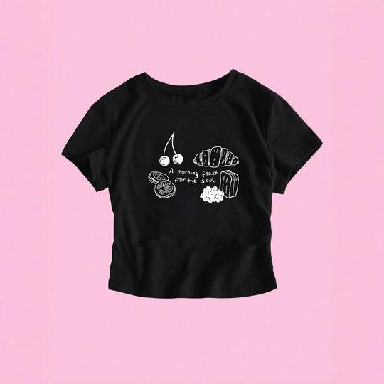 Damen T-Shirt mit kreativem Frühstücksdesign EB