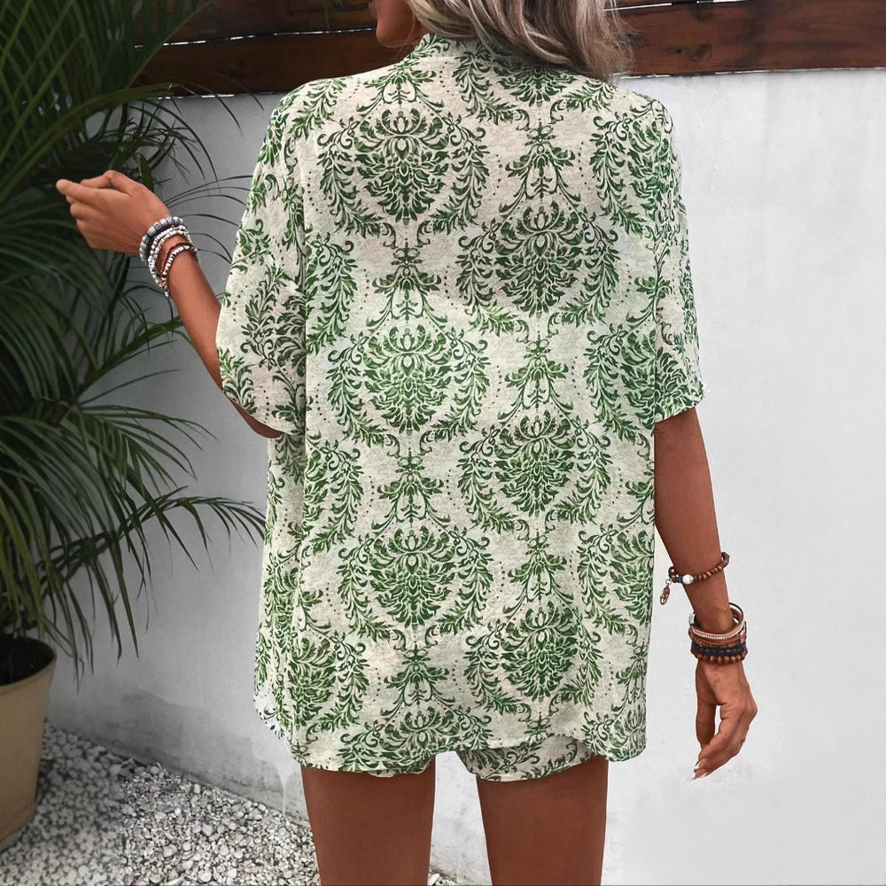 Damen lässiges Sommer-Outfit mit floralem Muster EB