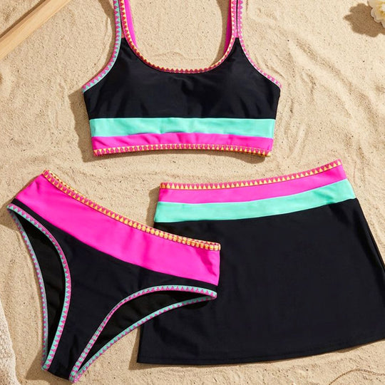 Damen Bikinikleid mit modischem Cut-Out und farbigen Akzenten EB
