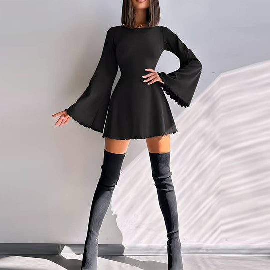 Damen A-Linien Minikleid mit ausgestellten Trompetenärmeln und taillierter Silhouette Eichborn Berlin