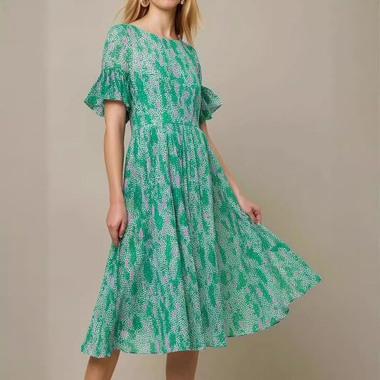 Damen Midi Kleid mit luftigen Rüschenärmel von EB
