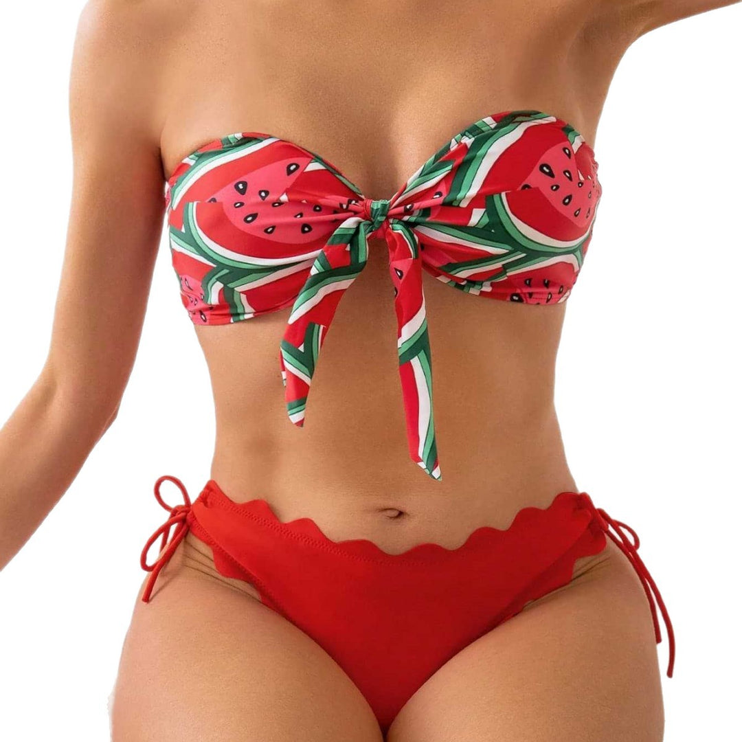 Damen Bandeau-Bikini mit verspieltem Knotendesign EB