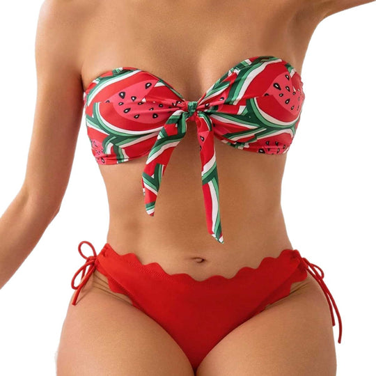 Damen Bandeau-Bikini mit verspieltem Knotendesign EB