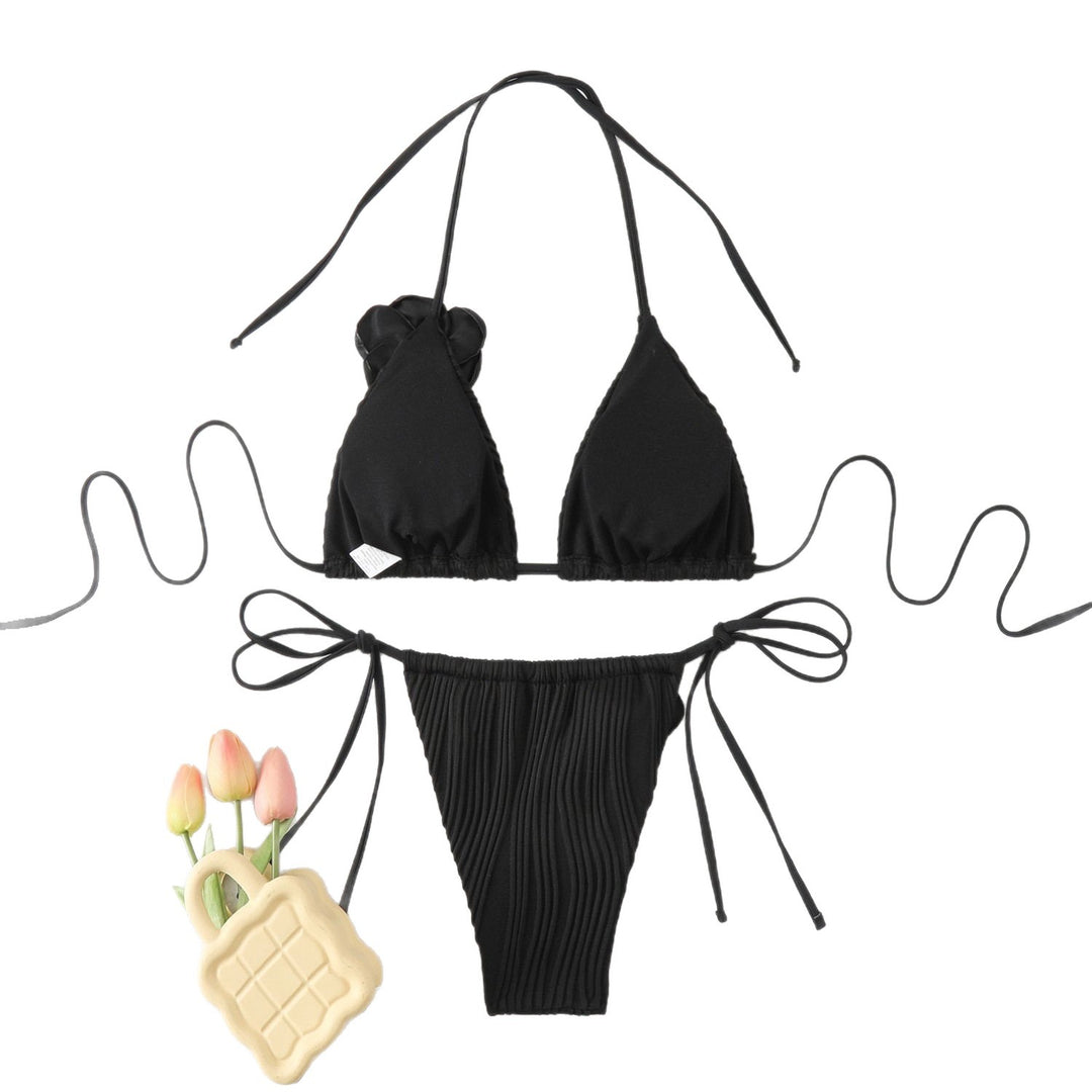 Damen Triangel-Bikini mit aufwendigem Blumendetail EB